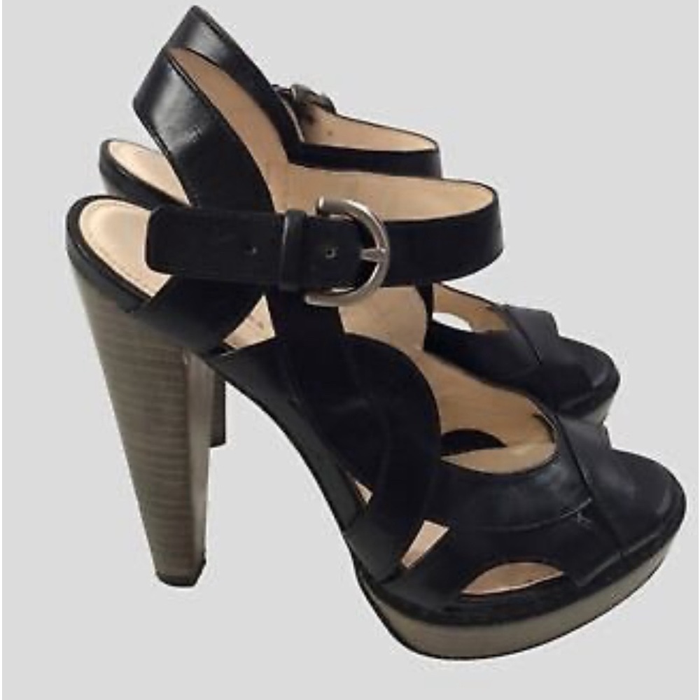 Coach Peep Toe Platform Sandals Size 8.5 black